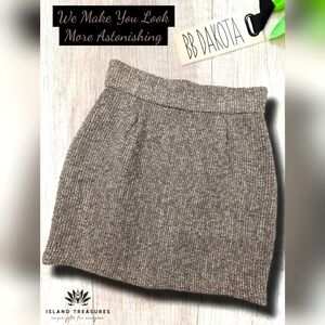 BB DEKOTA High Waisted Tweet Mini Skirt Sz 8 Brown/Gray Waist Darts Waist Darts